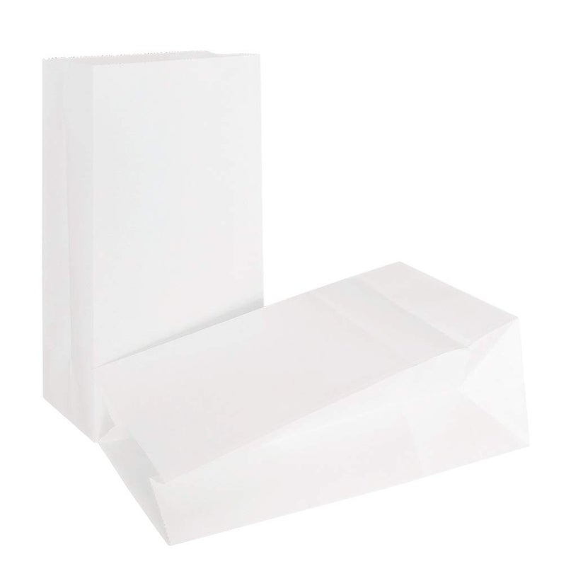KEYYOOMY Small White Paper Bags White Party Goodie Bags Party Favor Bag Paper Lunch Bag (100 CT, 4.7x2.4x8.7 In) - Image 1